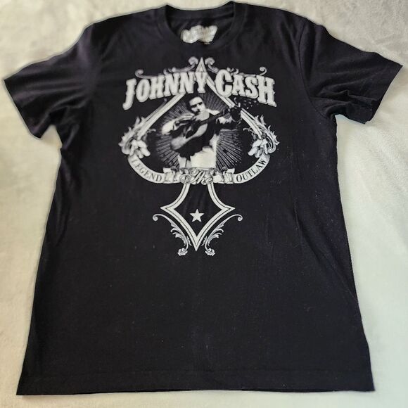 Old Navy Collectables Johnny Cash Black Tshirt With White Graphics Size Small - Picture 1 of 9